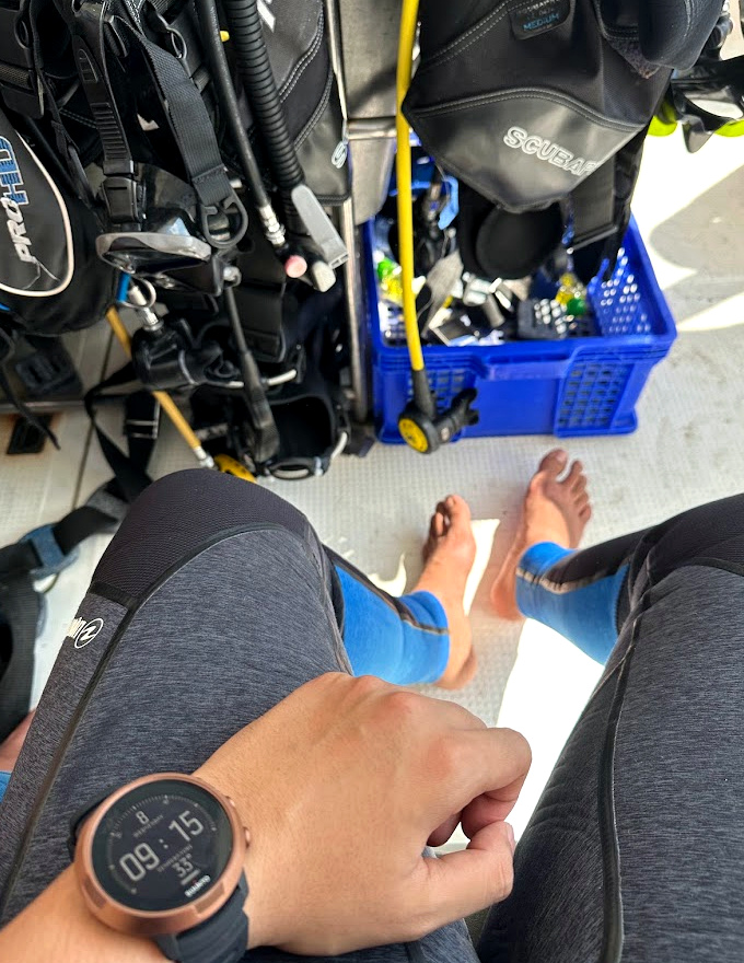 Scuba equipment before a dive